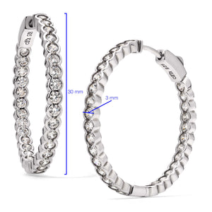 Par de Brinco de Prata Argola com Zirconias Aprox. 5,8 cts