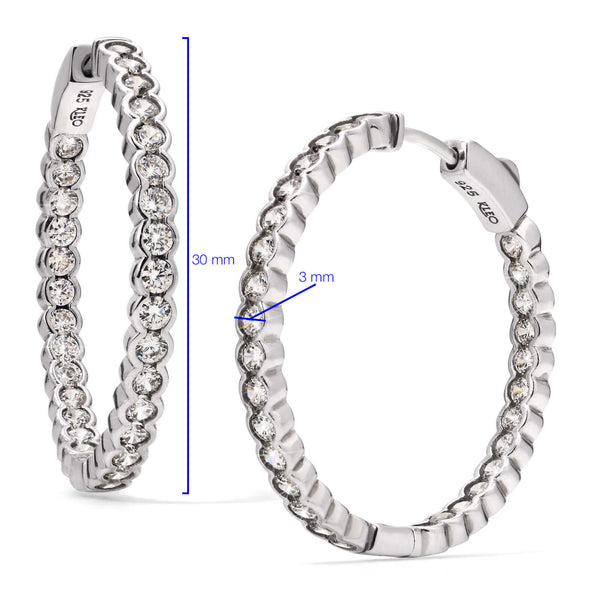 Par de Brinco de Prata Argola com Zirconias Aprox. 5,8 cts