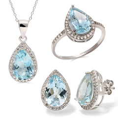 Conjunto em Prata 925 com Topázio Azul