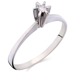 Anel Solitário Com Diamantes Ouro Branco