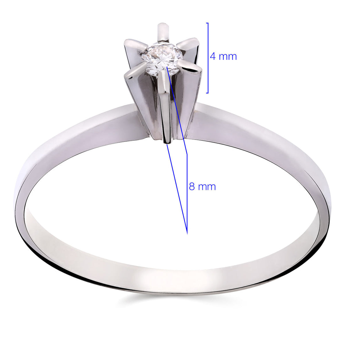 Anel Solitário Com Diamantes Ouro Branco