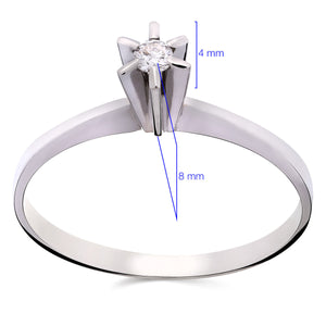 Anel Solitário Com Diamantes Ouro Branco