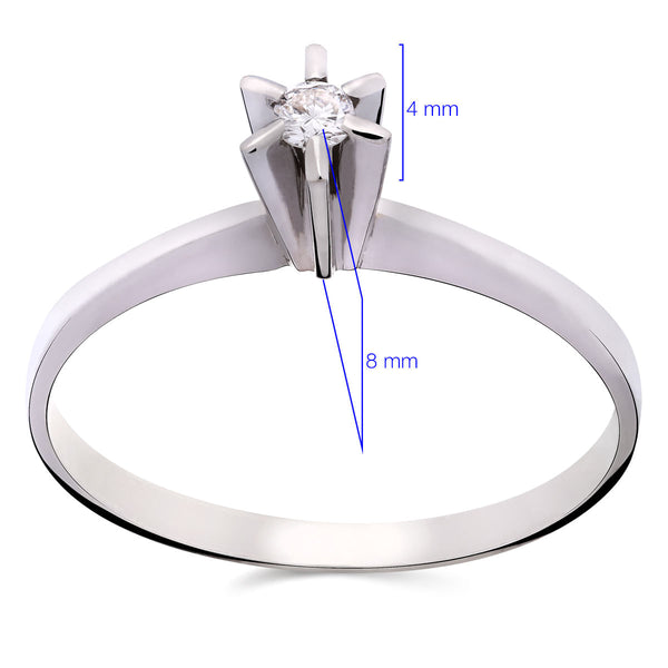 Anel Solitário Com Diamantes Ouro Branco