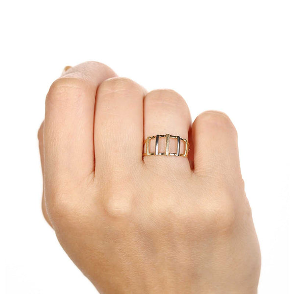 Anel Vazado Ouro Amarelo e Ouro Branco 18k