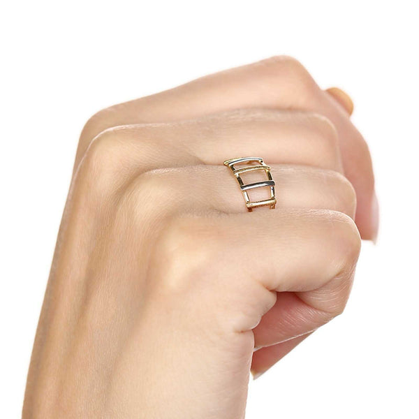 Anel Vazado Ouro Amarelo e Ouro Branco 18k