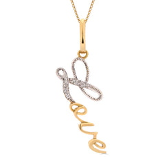 Pingente Love em Ouro Amarelo 18k com Diamantes