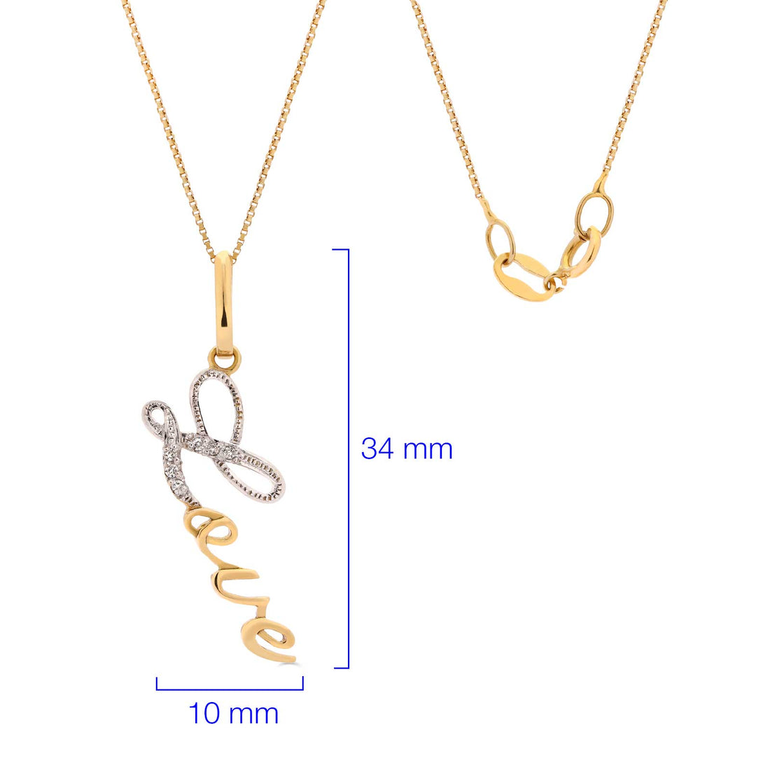 Pingente Love em Ouro Amarelo 18k com Diamantes