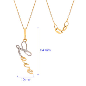 Pingente Love em Ouro Amarelo 18k com Diamantes