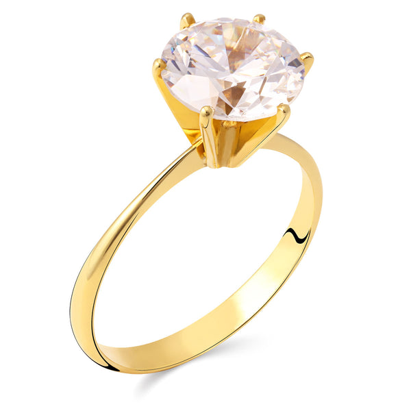 Anel Solitario De Zircônia Ouro Amarelo