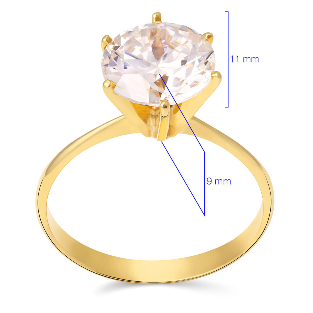 Anel Solitario De Zircônia Ouro Amarelo