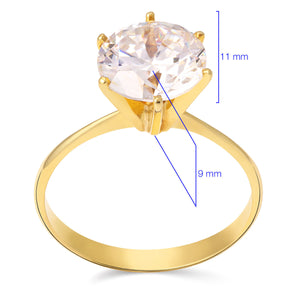 Anel Solitario De Zircônia Ouro Amarelo