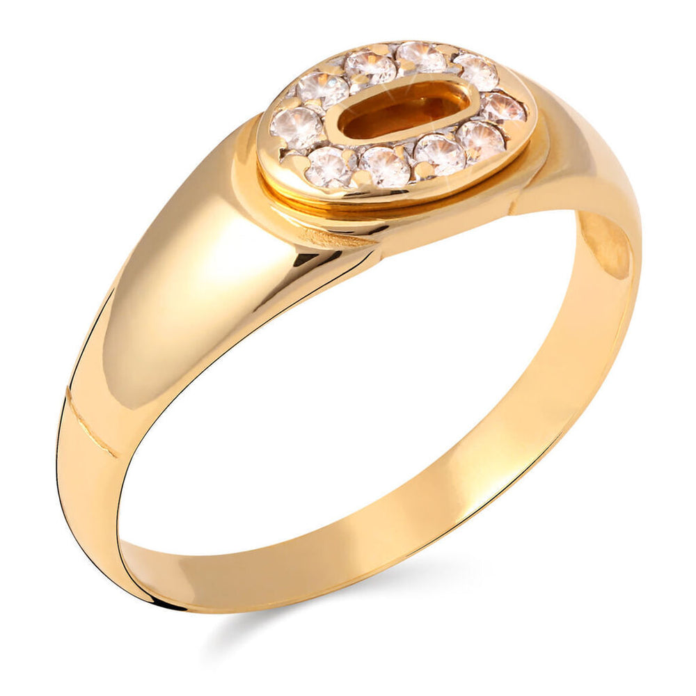 Anel em Ouro Amarelo 18k com Zirconias