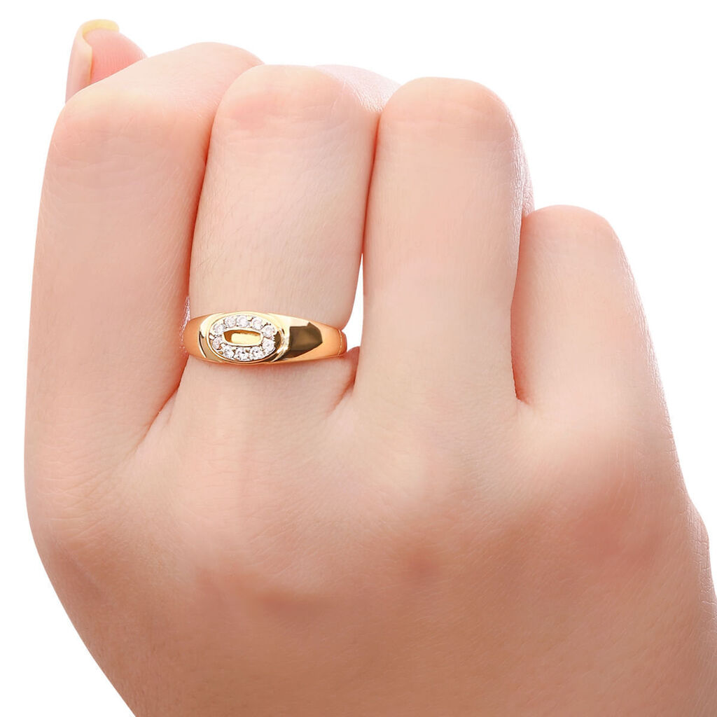 Anel em Ouro Amarelo 18k com Zirconias