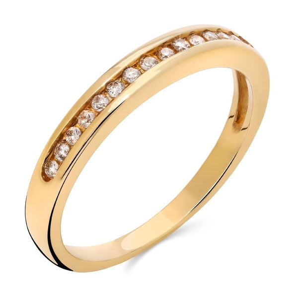 Meia Aliança em Ouro Amarelo 18k com Diamantes
