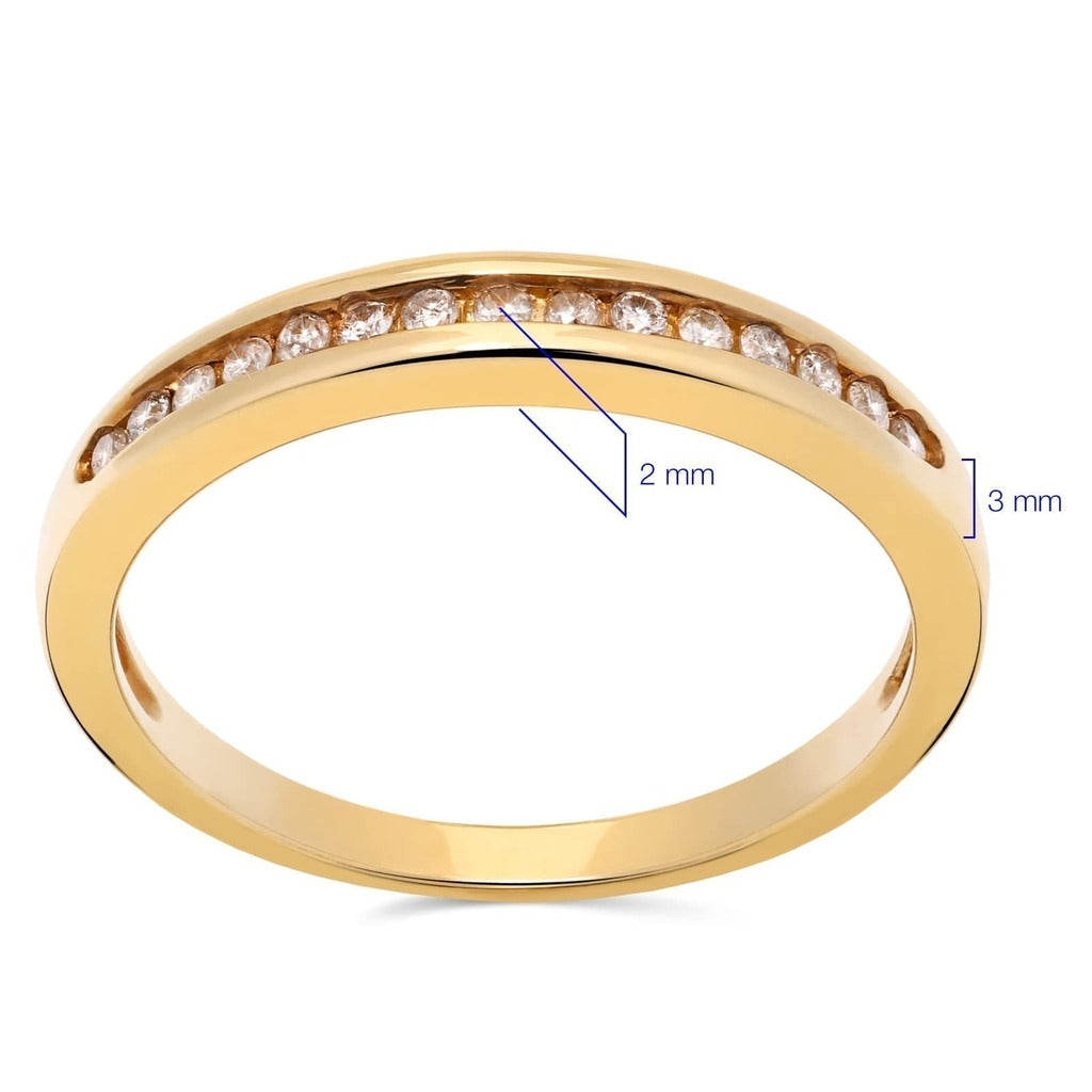 Meia Aliança em Ouro Amarelo 18k com Diamantes