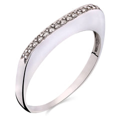 Meia Aliança em Ouro Branco 18 k com Diamantes
