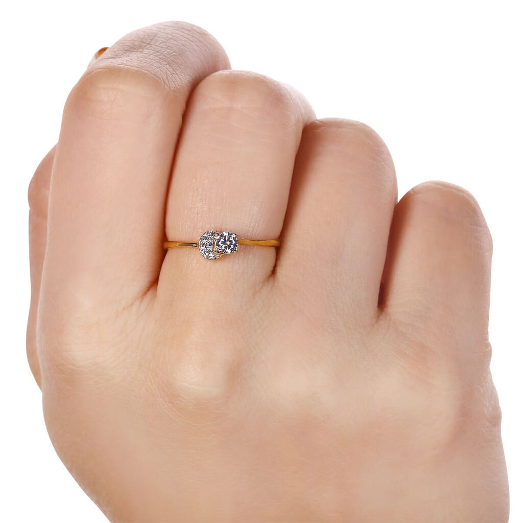Anel em Ouro Amarelo 18 k Com Zircônias