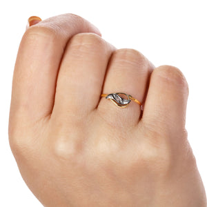Anel em Ouro Amarelo 18 k Com 1 Diamante e Detalhe em Ouro Branco