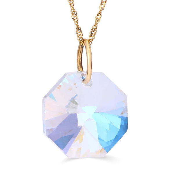 Pingente em Ouro Amarelo 18k com Cristal Swarowski e Corrente Singapura