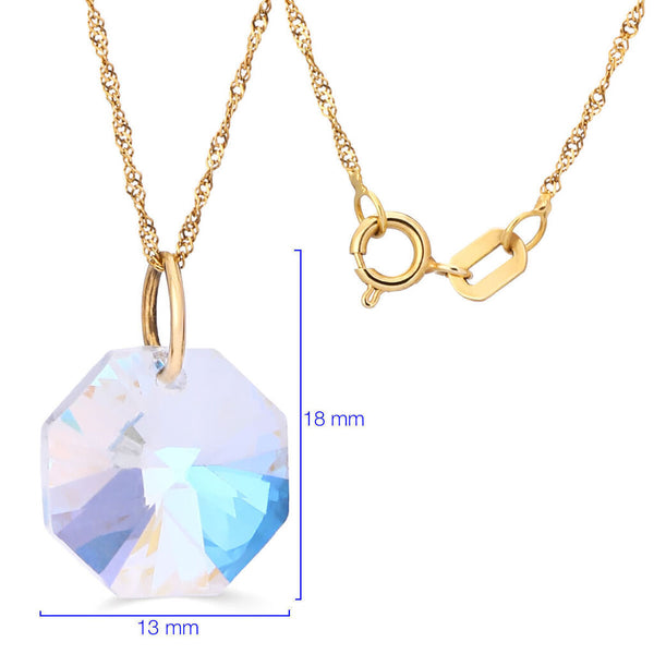 Pingente em Ouro Amarelo 18k com Cristal Swarowski e Corrente Singapura