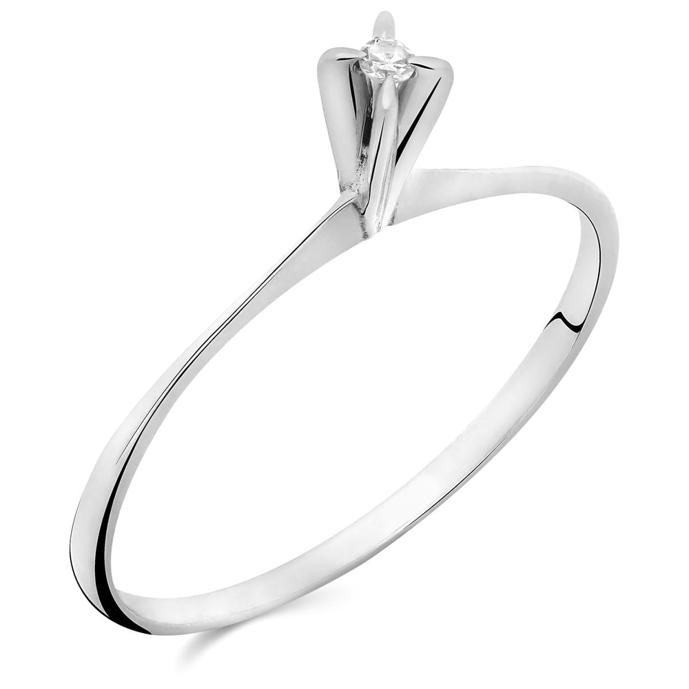 Anel Solitário Com Diamante Ouro Branco