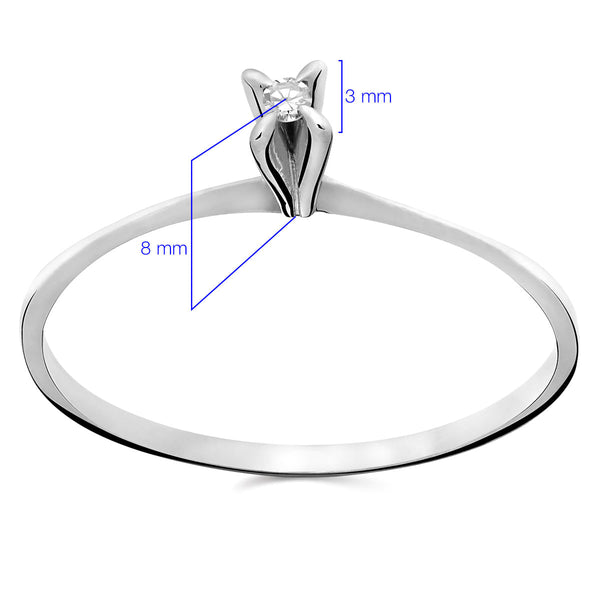 Anel Solitário Com Diamante Ouro Branco