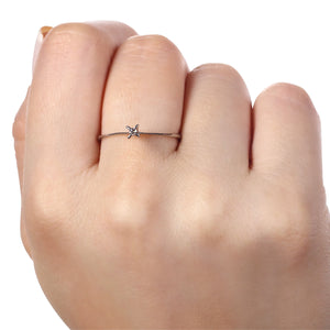 Anel Solitário Com Diamante Ouro Branco