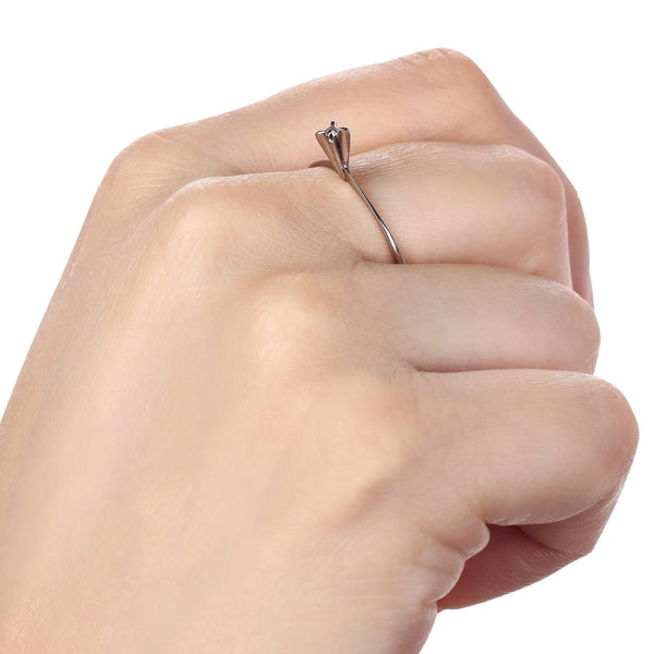Anel Solitário Com Diamante Ouro Branco