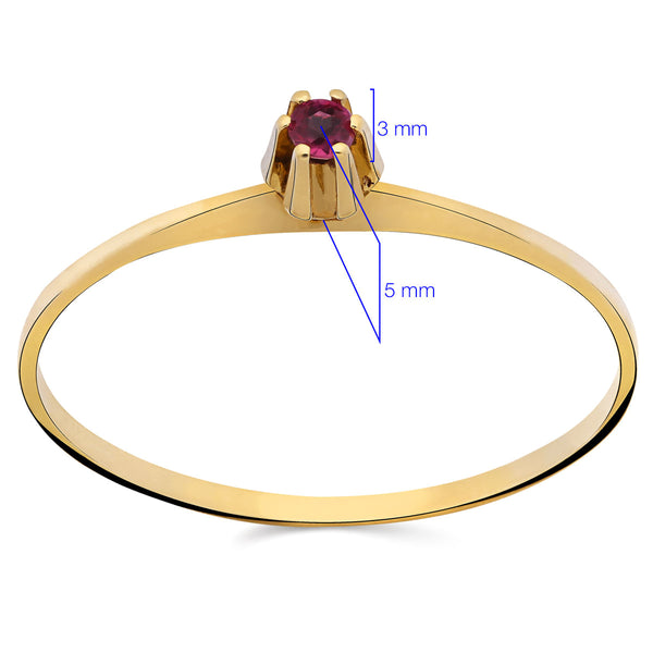 Anel Solitário em Ouro Amarelo 18k com Rubi
