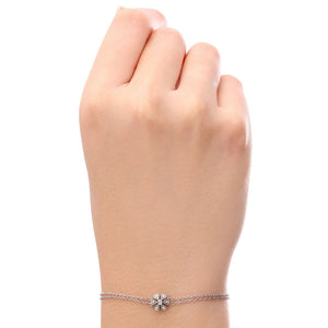 Par De Brincos E Pulseira em Ouro Branco 18k Com Diamantes