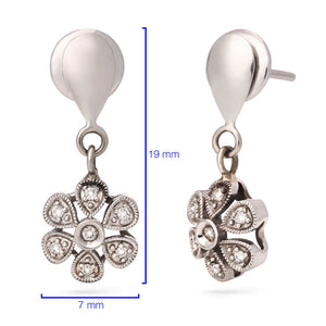 Par De Brincos E Pulseira em Ouro Branco 18k Com Diamantes