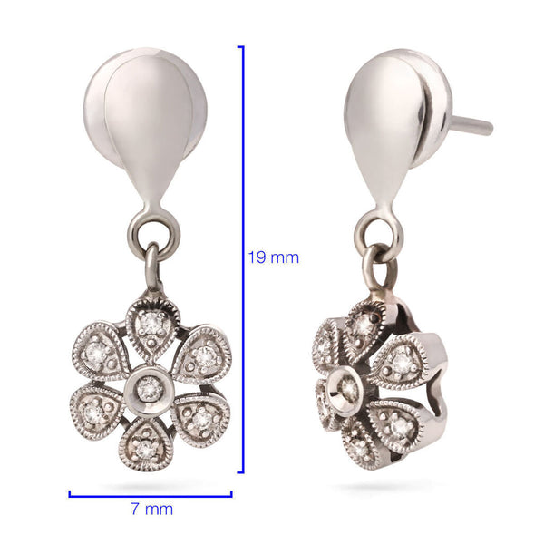 Par De Brincos E Pulseira em Ouro Branco 18k Com Diamantes