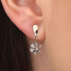Par De Brincos E Pulseira em Ouro Branco 18k Com Diamantes