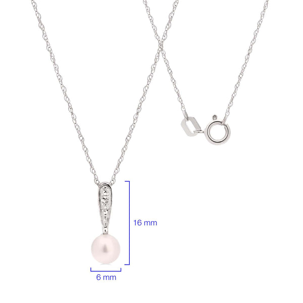 Pingente Pérola Baby e Diamante em Ouro Branco 18k