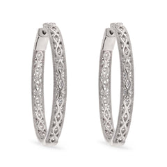 Par de Brinco de Prata Argola com Zirconias Aprox. 11 cts