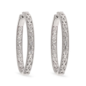 Par de Brinco de Prata Argola com Zirconias Aprox. 11 cts