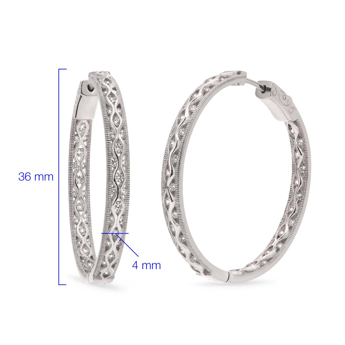 Par de Brinco de Prata Argola com Zirconias Aprox. 11 cts