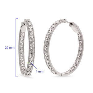 Par de Brinco de Prata Argola com Zirconias Aprox. 11 cts
