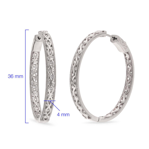 Par de Brinco de Prata Argola com Zirconias Aprox. 11 cts