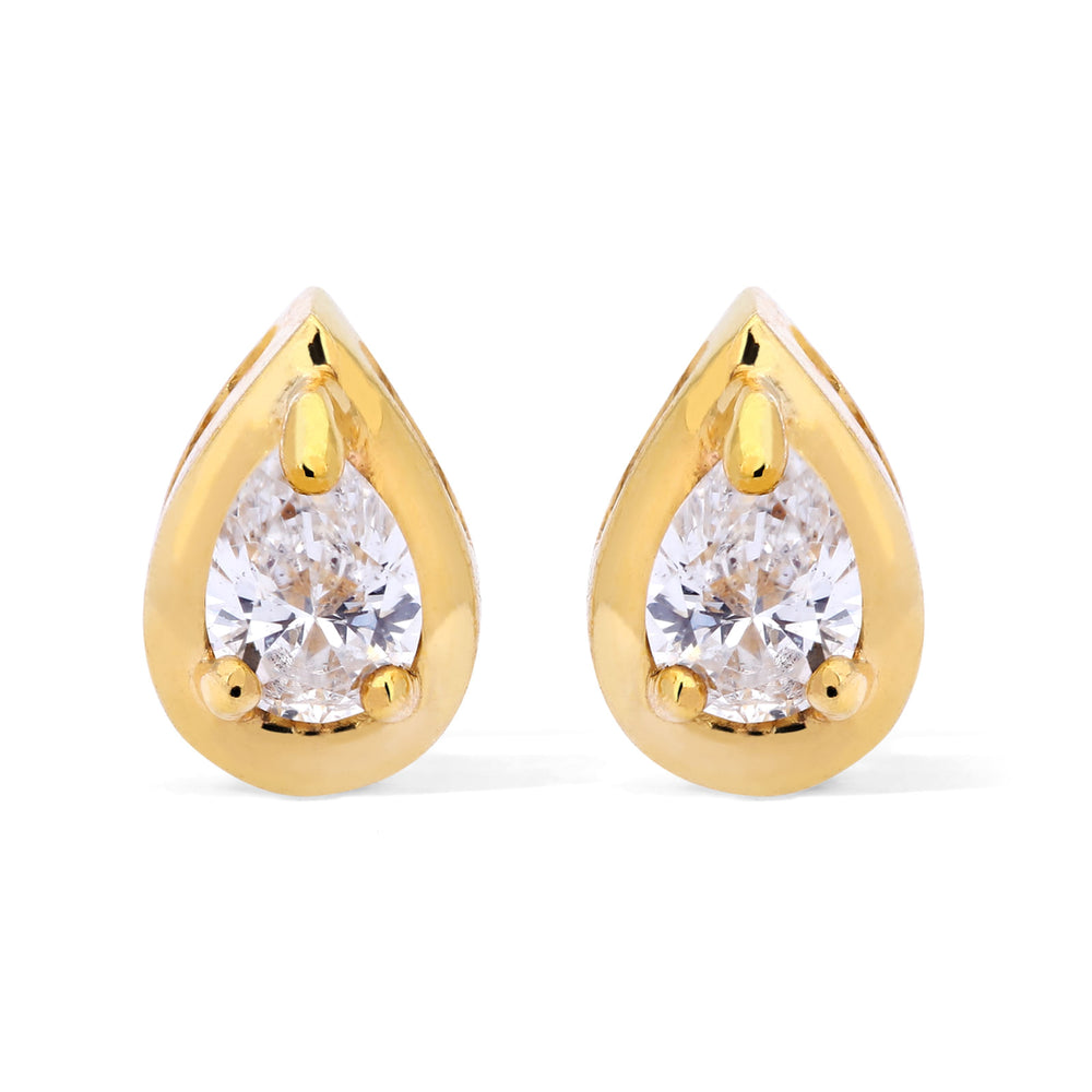 Par De Brinco Gota em Ouro Amarelo 18 k com Diamante Vs