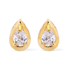 Par De Brinco Gota em Ouro Amarelo 18 k com Diamante Vs