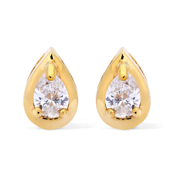 Par De Brinco Gota em Ouro Amarelo 18 k com Diamante Vs