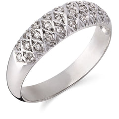 Meia Aliança em Ouro Branco 18k com Diamantes Aprox. 25 pts
