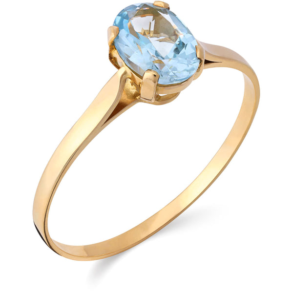 Anel em Ouro Amarelo de Topázio Azul Oval
