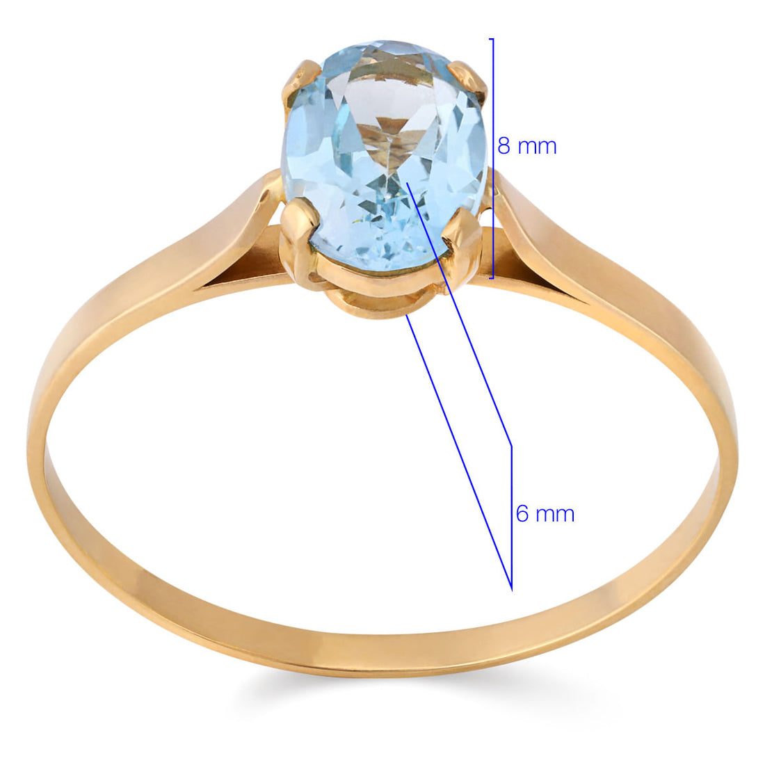 Anel em Ouro Amarelo de Topázio Azul Oval
