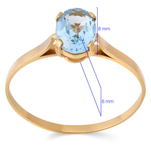 Anel em Ouro Amarelo de Topázio Azul Oval