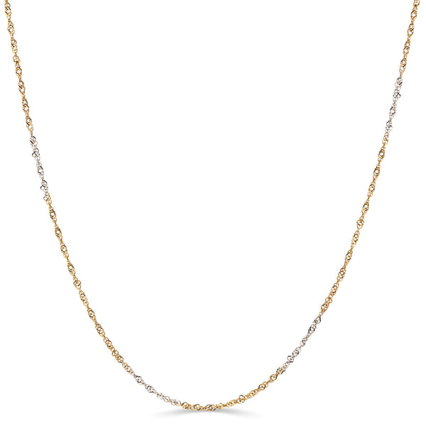 Corrente Malha Singapura 45 cm Ouro Amarelo e Ouro Branco 18k