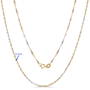 Corrente Malha Singapura 45 cm Ouro Amarelo e Ouro Branco 18k