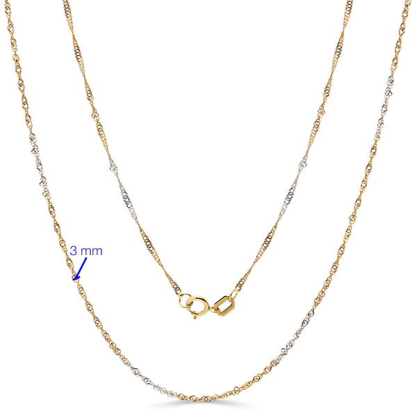 Corrente Malha Singapura 45 cm Ouro Amarelo e Ouro Branco 18k