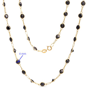 Colar de Ouro Amarelo com Pedras Sinteticas Negras - 41 cm